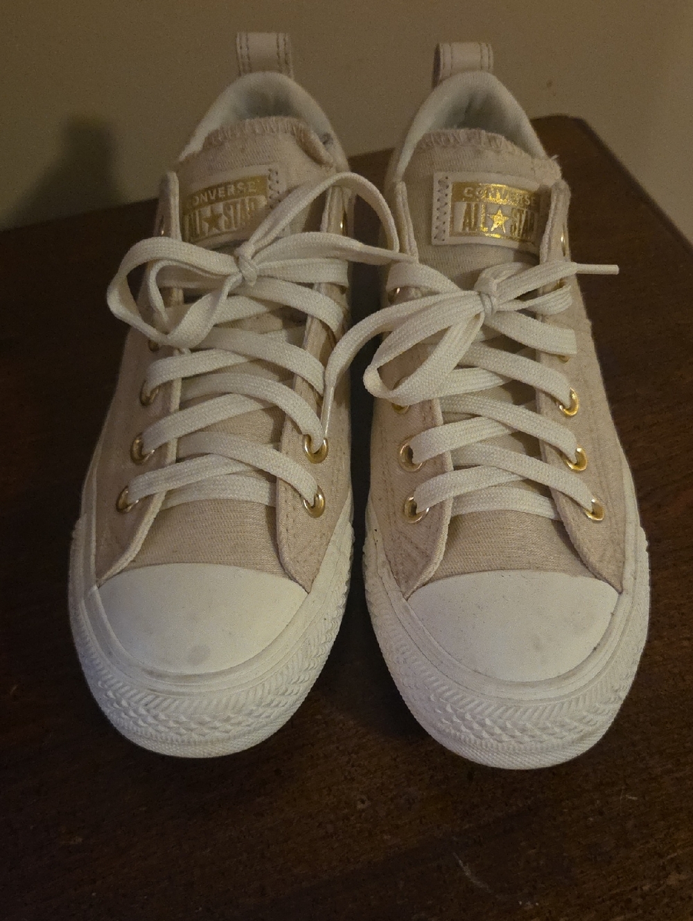Converse Low Top Sneakers - Taupe with Gold Hardware
